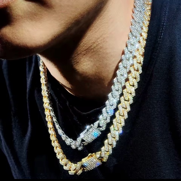 Jewelry - Cuban Link Chain For Mens Women Iced Out Necklace 18”